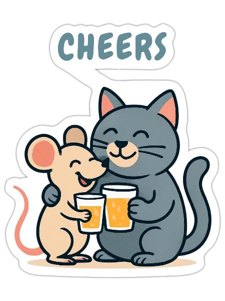 Cat and mouse - Sticker - white matte - Front