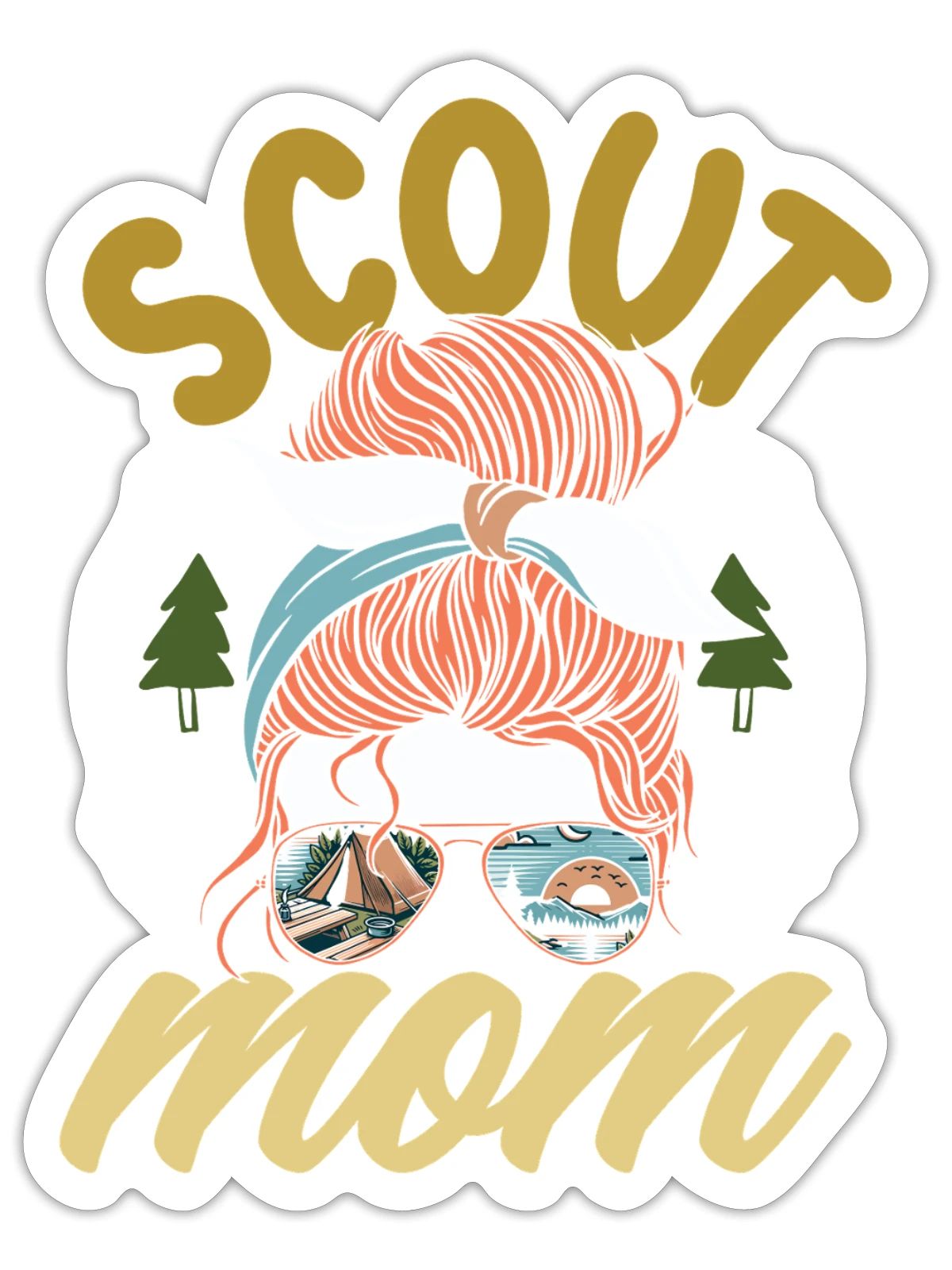 Messy Bun Scout Mom Scouting Mother - Sticker - white matte - Front
