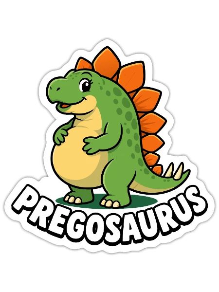 Expecting Mother Pregosaurus Dinosaur Pregnancy - Sticker - white matte - Front