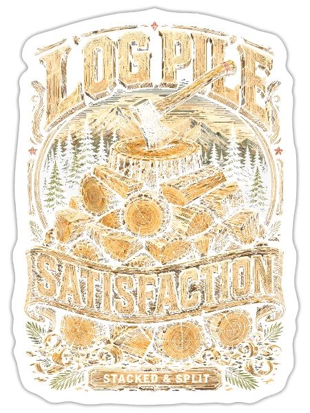 Lumberjack Logger Woodland Log Pile Satisfaction - Sticker - white matte - Front