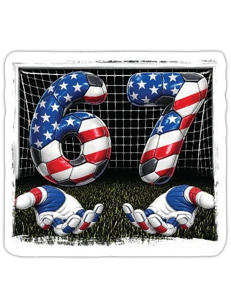 USA Soccer America Flag 67 Meme Six Seven 67 Goal - Sticker - white matte - Front