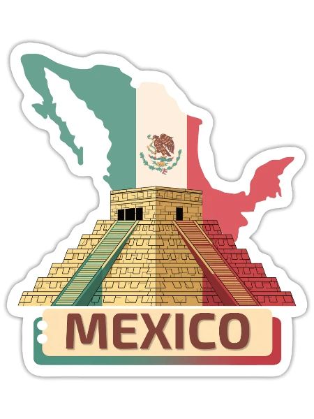 Mexico Pyramid Flag Collage - Sticker - white matte - Front