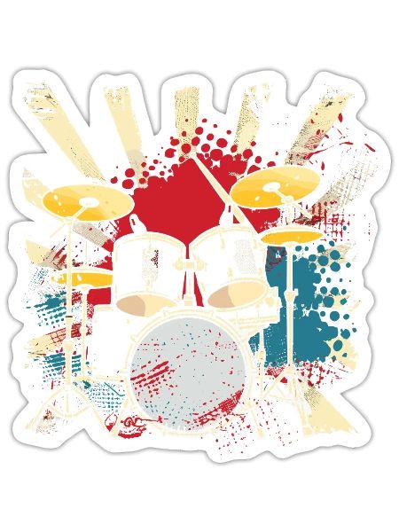 Drum Kit Artwork - Sticker - white matte - Front