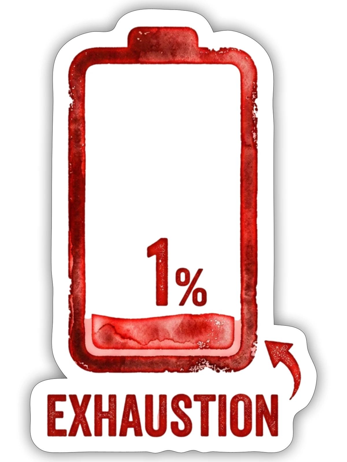 1% Exhaustion Battery Art - Sticker - white matte - Front