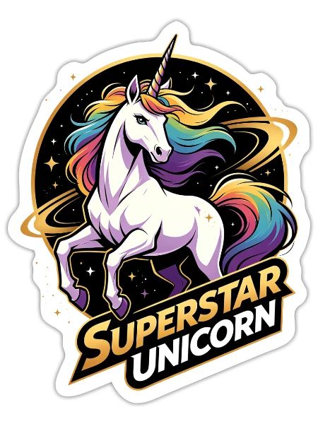 Superstar Unicorn Galaxy - Sticker - white matte - Front