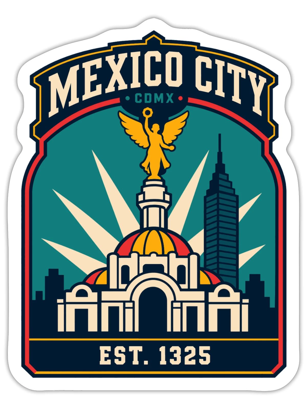 Mexico City CDMX Emblem - Sticker - white matte - Front