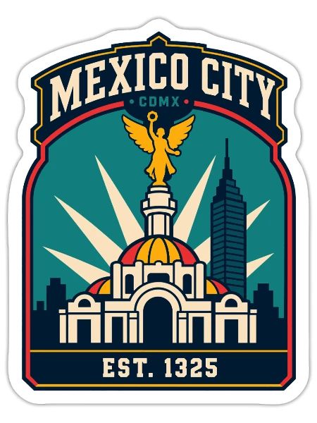 Mexico City CDMX Emblem - Sticker - white matte - Front