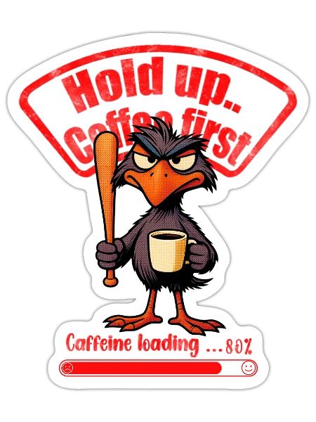 Caffeinated Crow Loading Graphic - Sticker - white matte - Front
