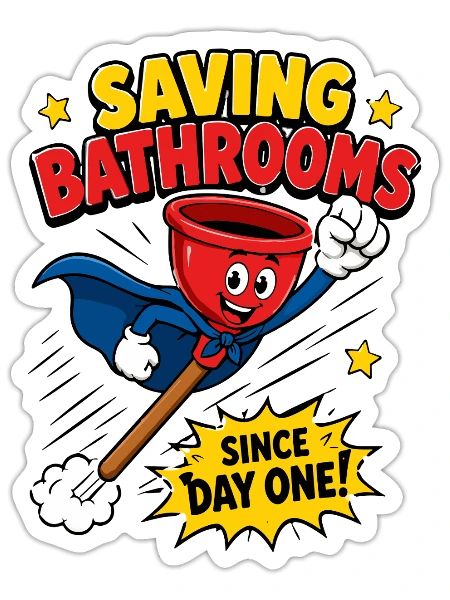  Saving Bathrooms Since Day One Funny Plunger - Sticker - white matte - Front