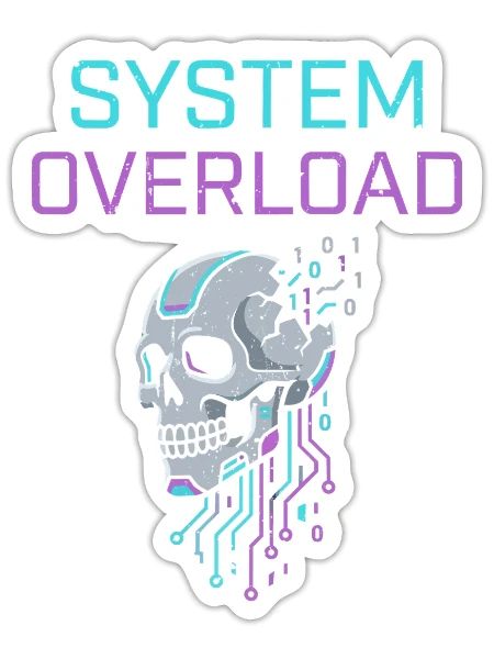System Overload Binary Cyberpunk Skull - Sticker - white matte - Front