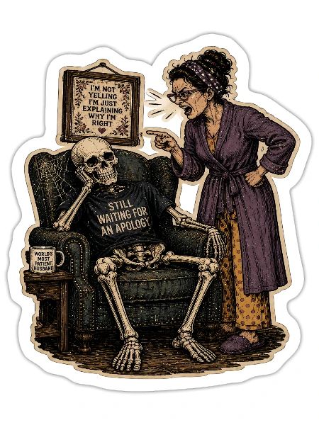 Apology Pending: Skeletal Satire - Sticker - white matte - Front