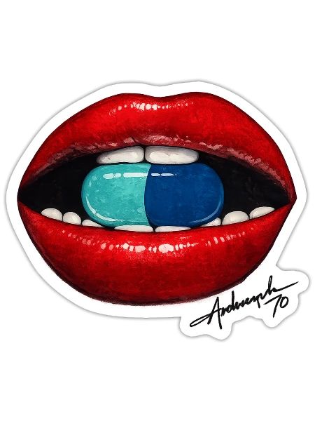 Lips with Pill - Sticker - white matte - Front