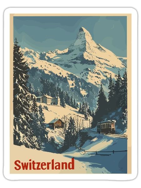  Majestic Swiss Mountain Adventure in the Heart of - Sticker - white matte - Front