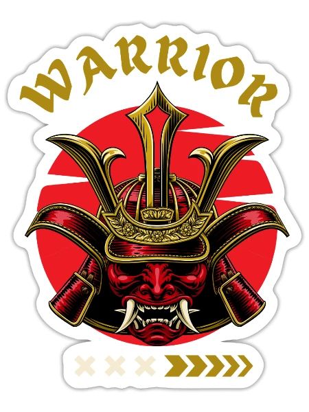 Warrior Crest Samurai Mask - Sticker - white matte - Front
