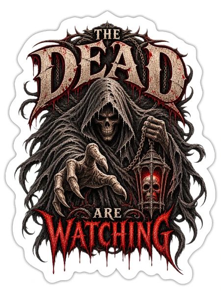 The Dead Are Watching Gothic Halloween Horror - Sticker - white matte - Front