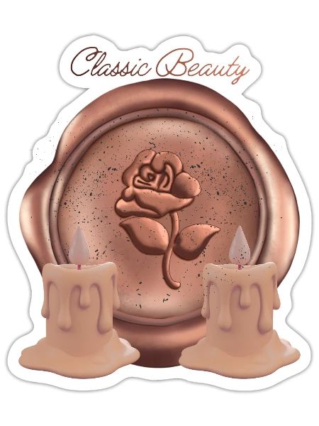 Classic Beauty Rose & Candles - Sticker - white matte - Front