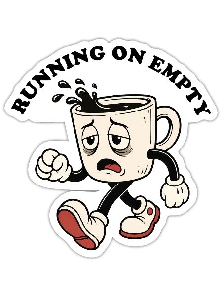 Exhausted Coffee Mug Runner - Sticker - white matte - Front