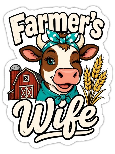 Farmer's Wife Cow Bandana Joy - Sticker - white matte - Front