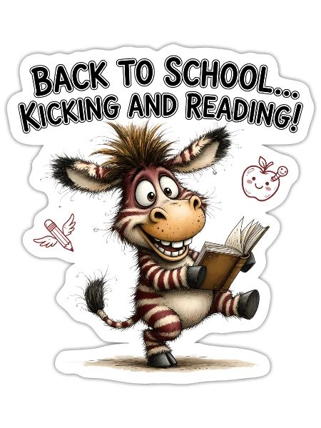 Funny_Striped_Equine_Reading_Vibe - Sticker - white matte - Front