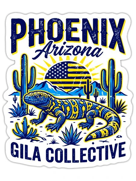 Phoenix Arizona Gila Monster Desert Landscape - Sticker - white matte - Front