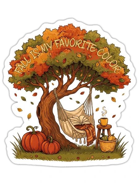 Fall is My Favorite Color Pumpkin Autumn Falling  - Sticker - white matte - Front