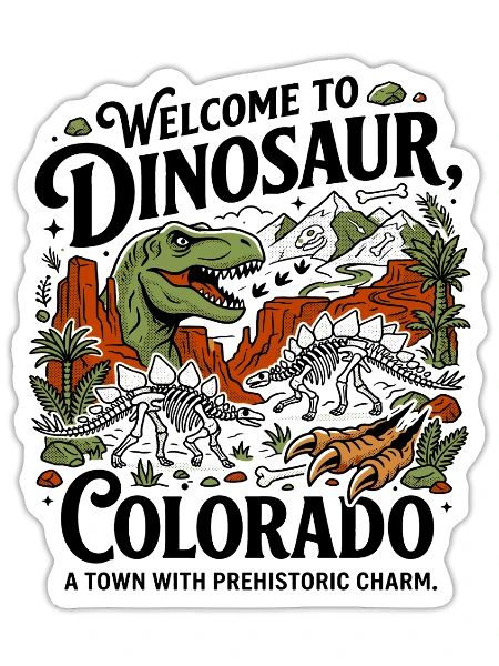 Town Welcome To Dinosaur Colorado Prehistoric - Sticker - white matte - Front