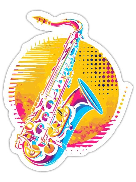 Saxophone Synthwave - Sticker - white matte - Front