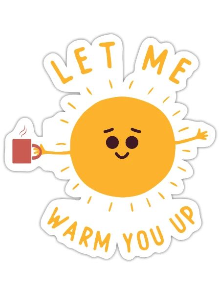 Cute Sun Cartoon Costume Sunshine Let Me Warm You - Sticker - white matte - Front