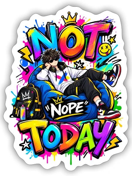 Not Today Graffiti Chillout - Sticker - white matte - Front
