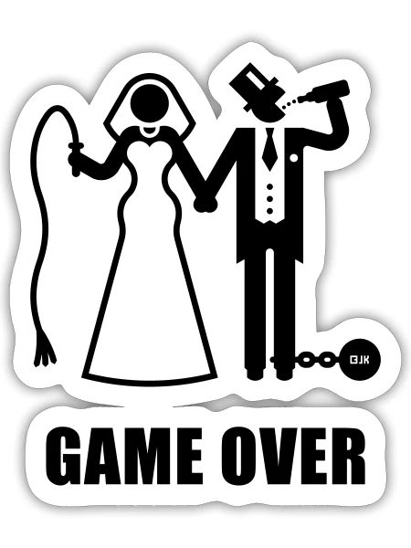 Game Over (Whip / Beer / Newlyweds) - Sticker - white matte - Front