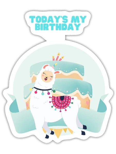 Cute Birthday Llama T-Shirt Funny Bday - Sticker - white matte - Front