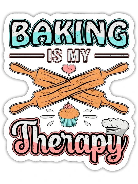 Baking Is My Therapy Baker Bakers - Sticker - white matte - Front
