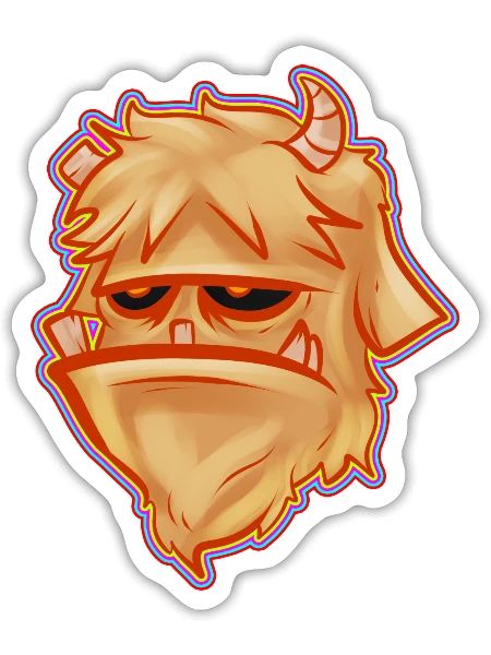 Grumpy Brown Monster With Horns Halloween - Sticker - white matte - Front