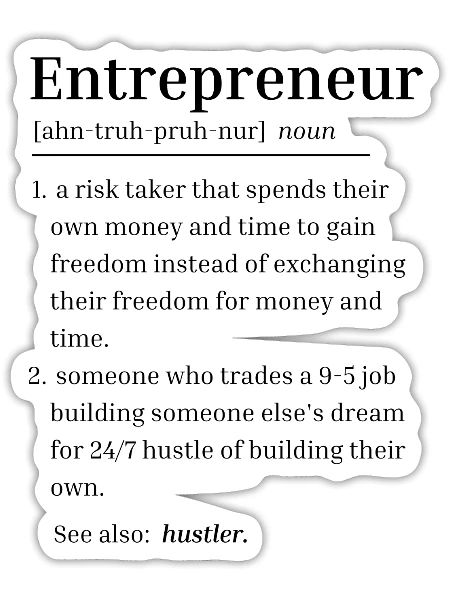 entrepreneur funny definition - Sticker - white matte - Front