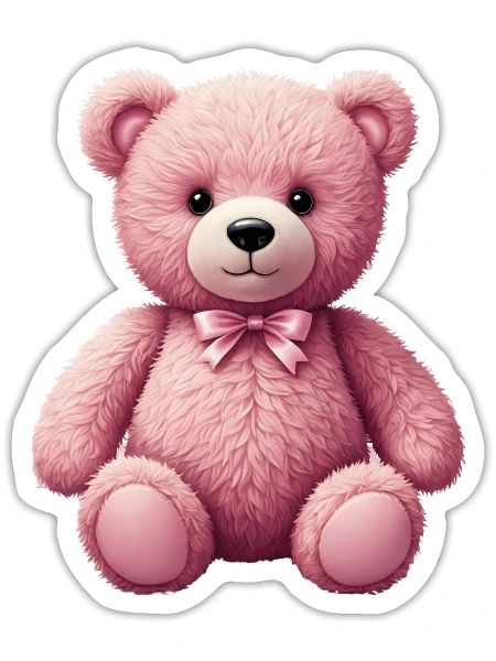 Cute pink teddy bear - Sticker - white matte - Front
