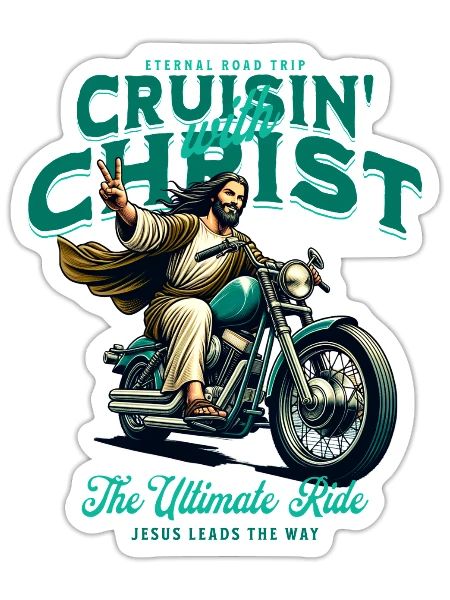 Crusin' Christ Motorcycle Faith - Sticker - white matte - Front