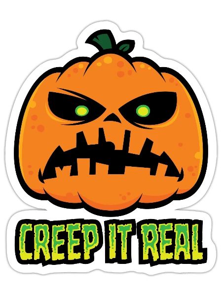 Creep It Real Grumpy Halloween Pumpkin - Sticker - white matte - Front