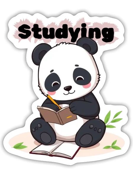 Hard Working Panda - Studying Time Mode - Sticker - white matte - Front