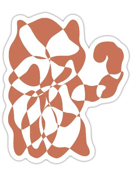 Art abstrait en terre cuite géométrique pour chats - Sticker - blanc mat - Devant