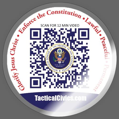 Round Decal Tactical Civics ™ with QR code - Sticker