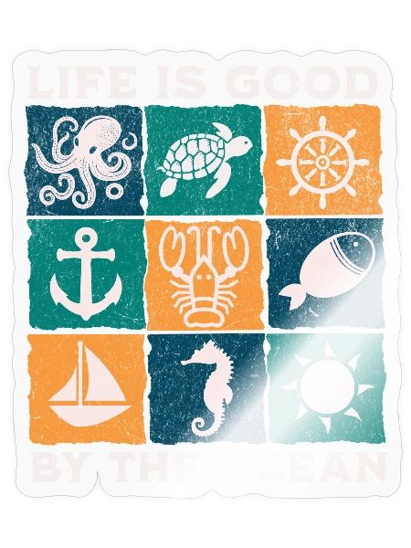 Ocean Life Inspirational Sea Creatures Design - Sticker - transparent glossy - Front