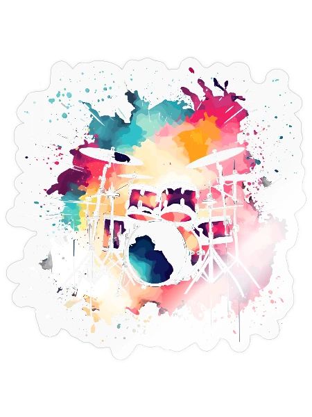 Drum Set Color Splotch - Sticker - transparent glossy - Front