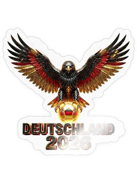 Deutscher Adler Fußball 2026 - Episches 3D Design - Sticker - transparent glossy - Front