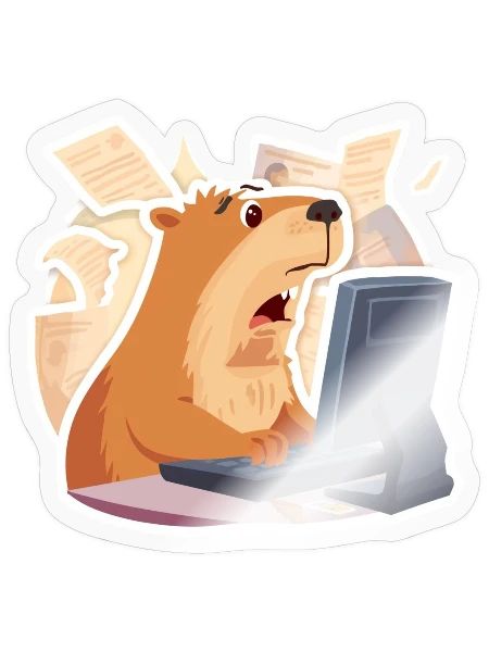 Funny Office Capybara - Deadline Approaching - Sticker - transparent glossy - Front