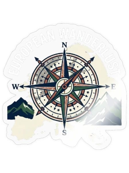 European Wanderlust Compass - Sticker - transparent glossy - Front