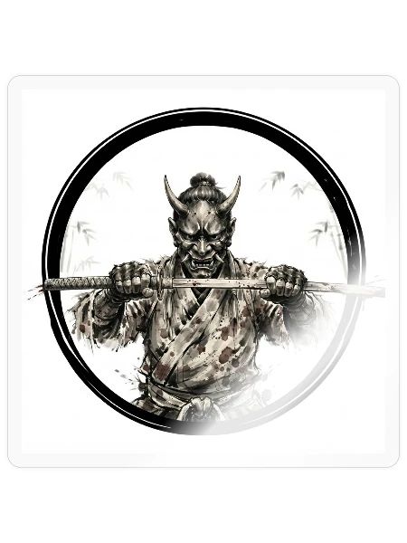 Demon Samurai Bloodied Blade - Sticker - transparent glossy - Front