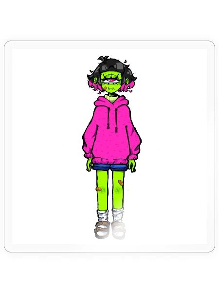Esthétique Anime Monster Girl gothique pastel - Sticker - brillant transparent - Devant