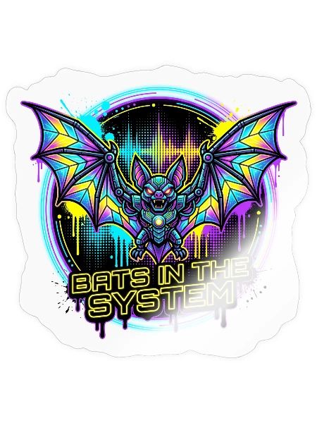 Emblème du système de chauve-souris néon - Sticker - brillant transparent - Devant