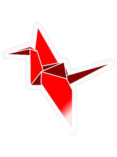 Grue Origami Cramoisie - Sticker - brillant transparent - Devant