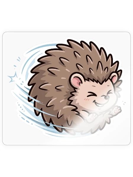 Spinning Hedgehog Joy - Sticker - transparent glossy - Front